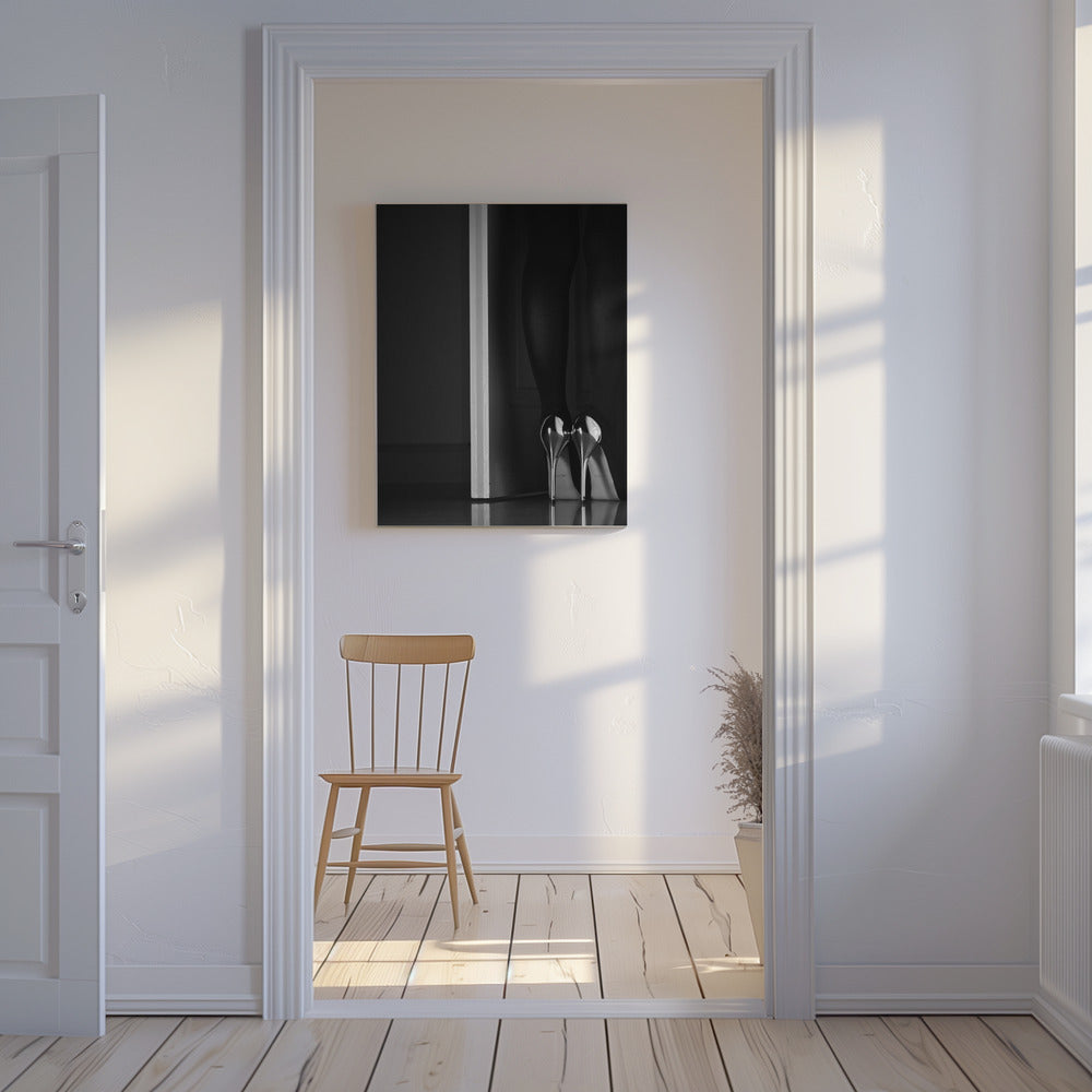 noir + blanc + porte | Tableaux sur Toile