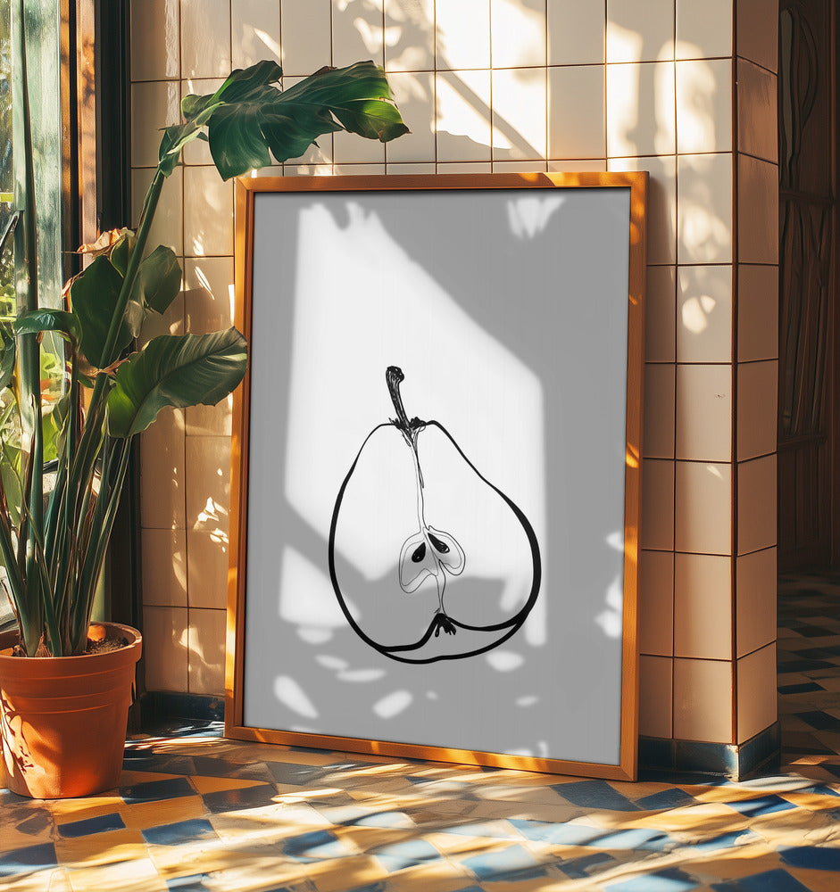 Disegno a tratteggio di mezza pera | Poster - Stampe d’Arte