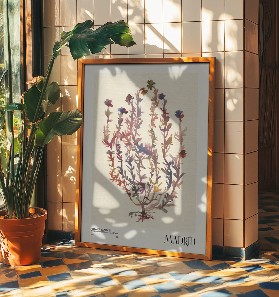 Watercolor print collection. Flower market - Madrid | Poster