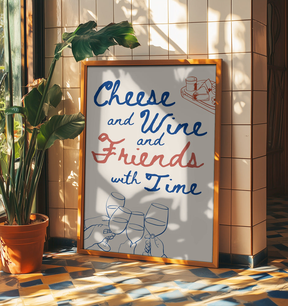 Cheese and wine..., Text + Illustration | Poster