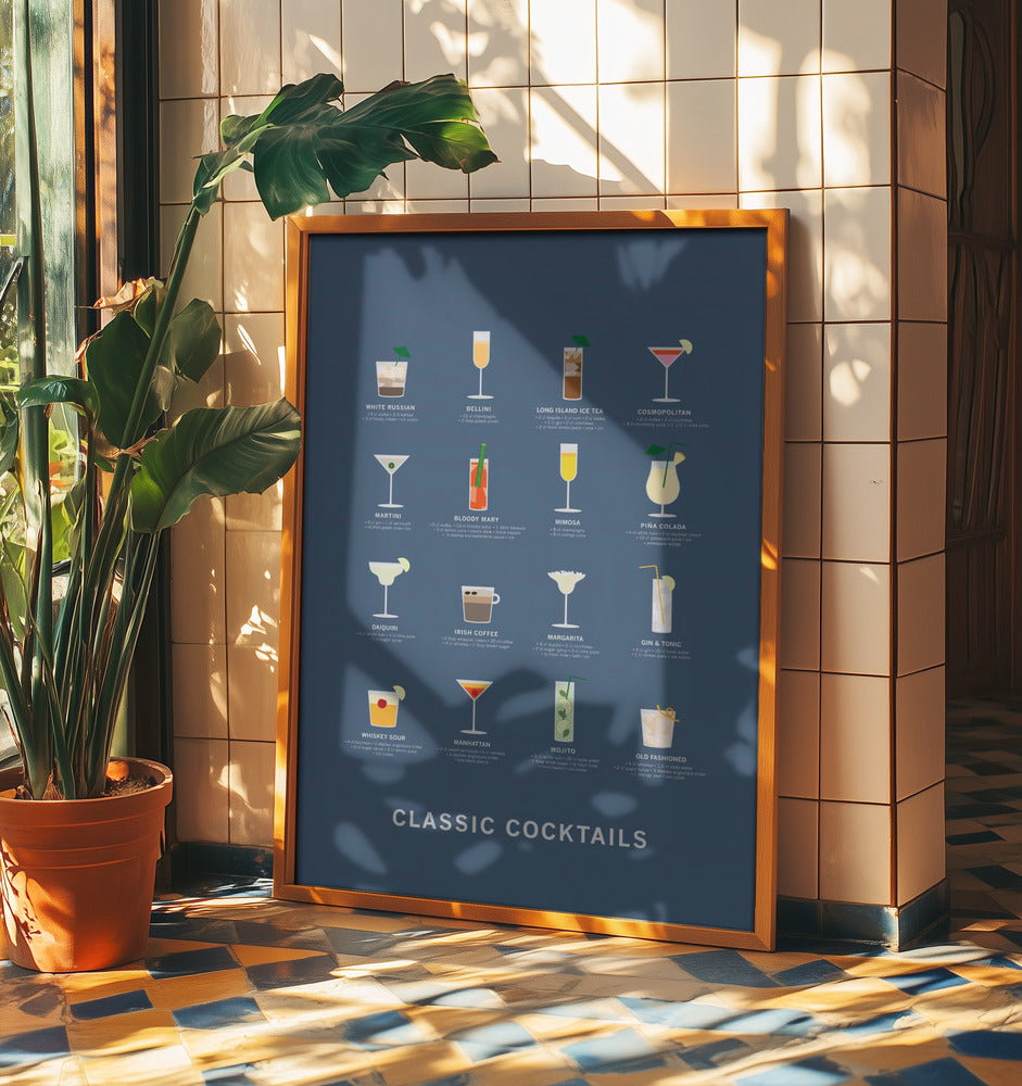 Classic Coctails poster blue | Poster
