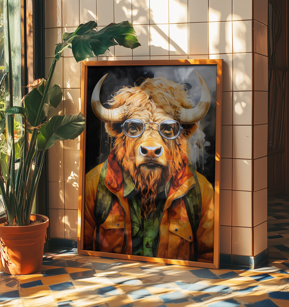 Akvarell djurkonst i buffel | Poster