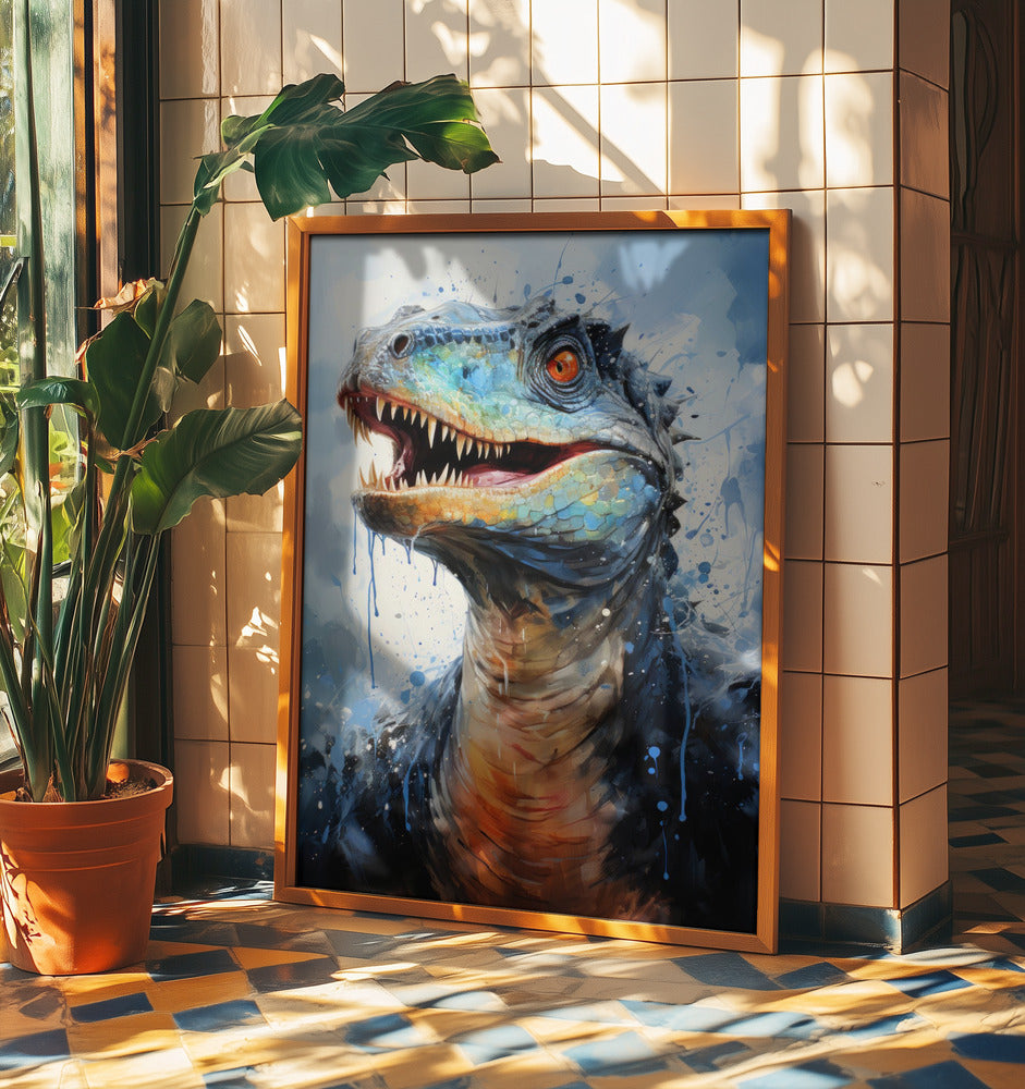 Rebbachisaurus Dinosaurier Aquarell Tierkunst | Poster