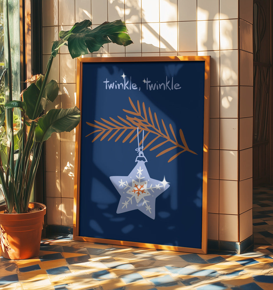 Cheerful twinkle Christmas star blue | Poster