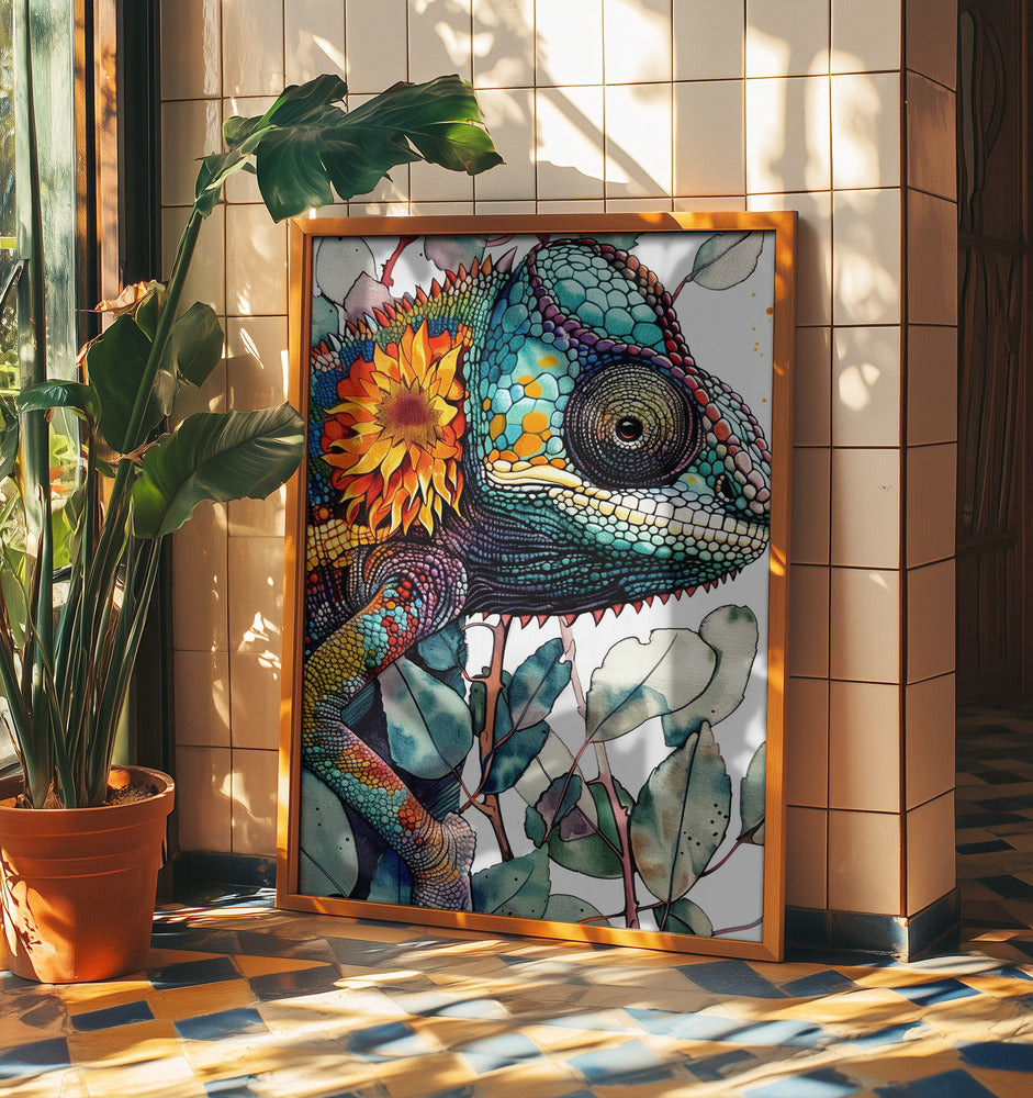 Chameleon watercolor animal art 7 | Poster
