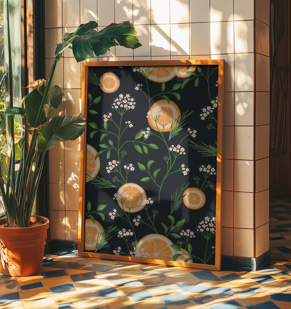 Elderflowers and Oranges Black | Poster
