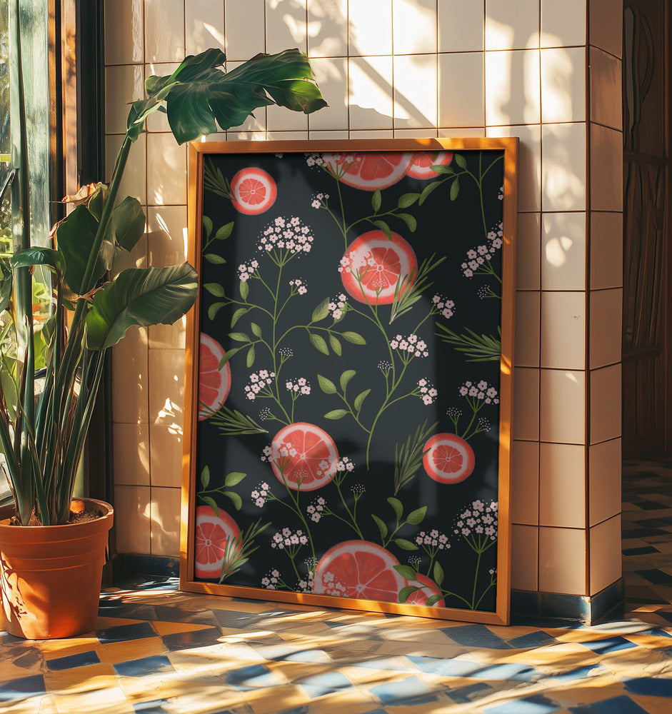 Elderflowers and Oranges Black 2 | Poster