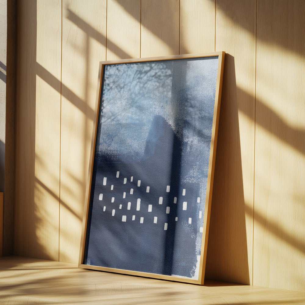 Blue Hues And White Rectangular Elements | Poster