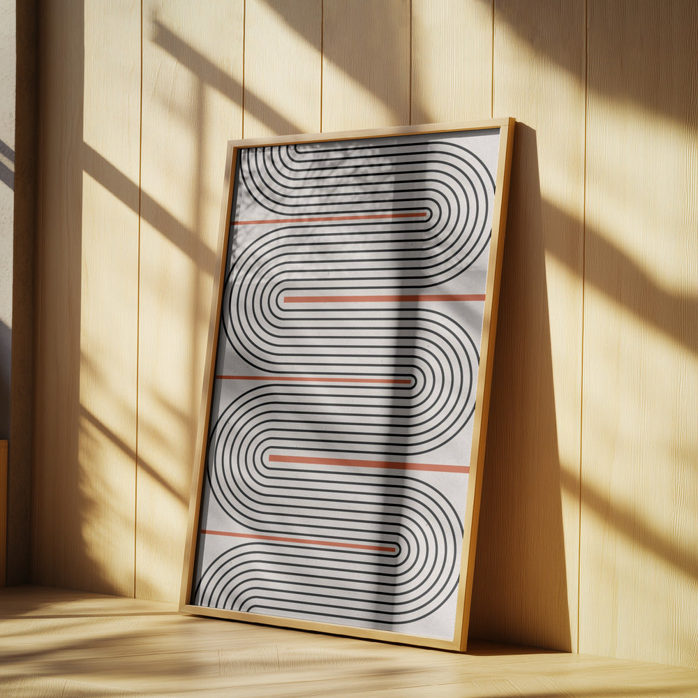 Líneas rojas, beige y negras contemporáneas | Posters - Impresiones de Arte