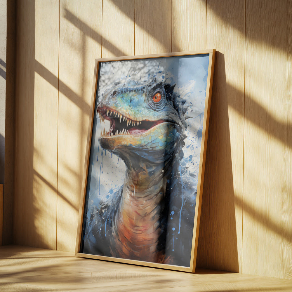 Rebbachisaurus Dinosaurier Aquarell Tierkunst | Poster