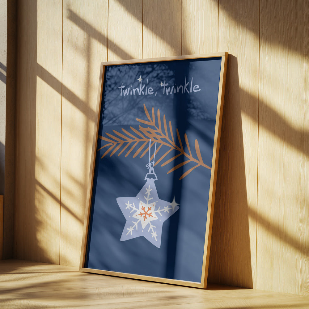 Cheerful twinkle Christmas star blue | Poster