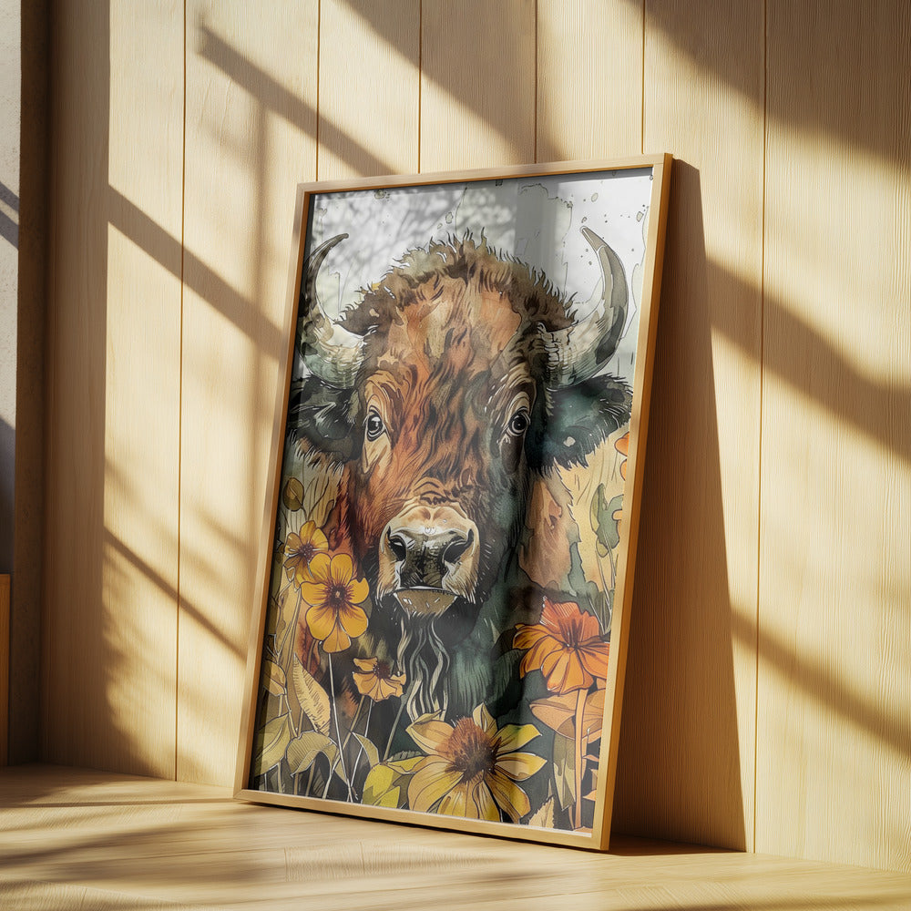 Büffel-Aquarell-Tierkunst 1 | Poster