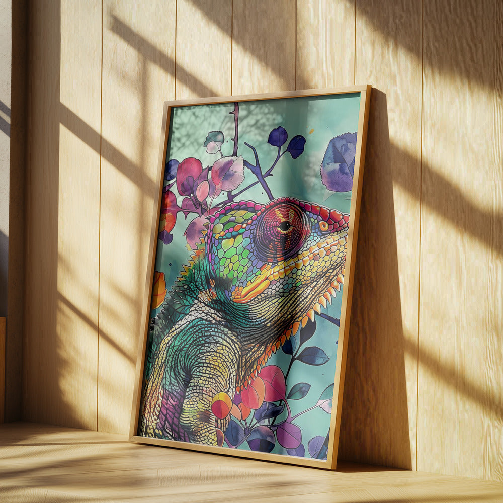 Chameleon watercolor animal art 5 | Poster