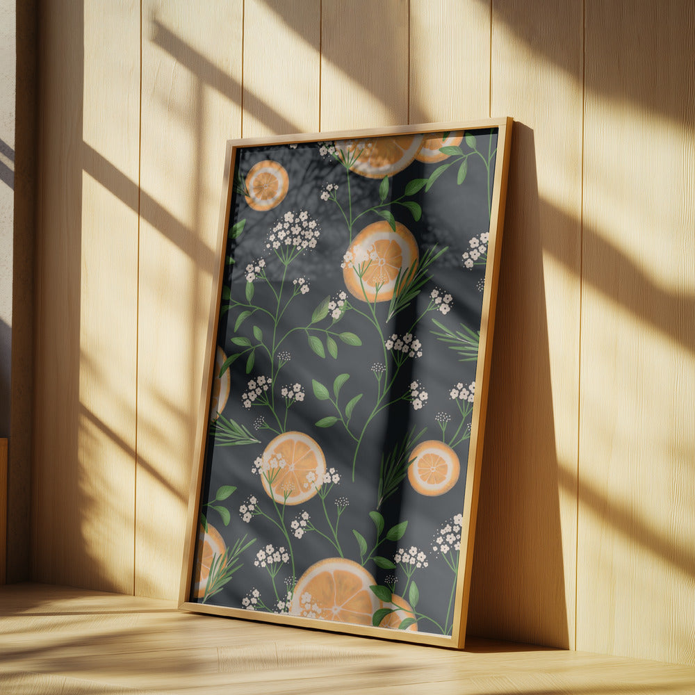 Elderflowers and Oranges Black | Poster