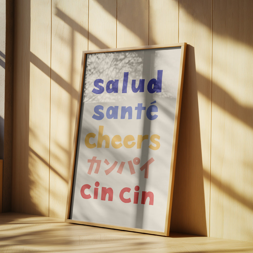 Cheers Typography - Salud Santé Cheers Kanpai Cin cin | Poster