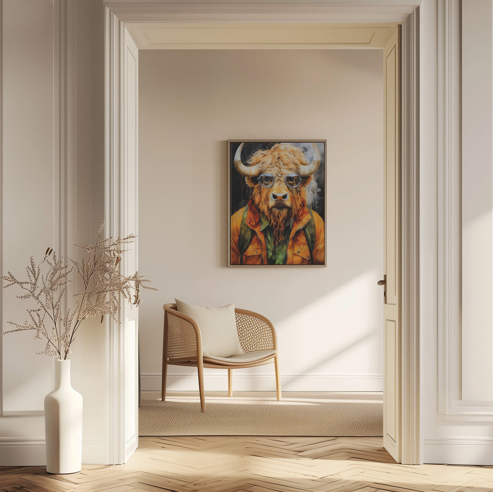 Akvarell djurkonst i buffel | Poster