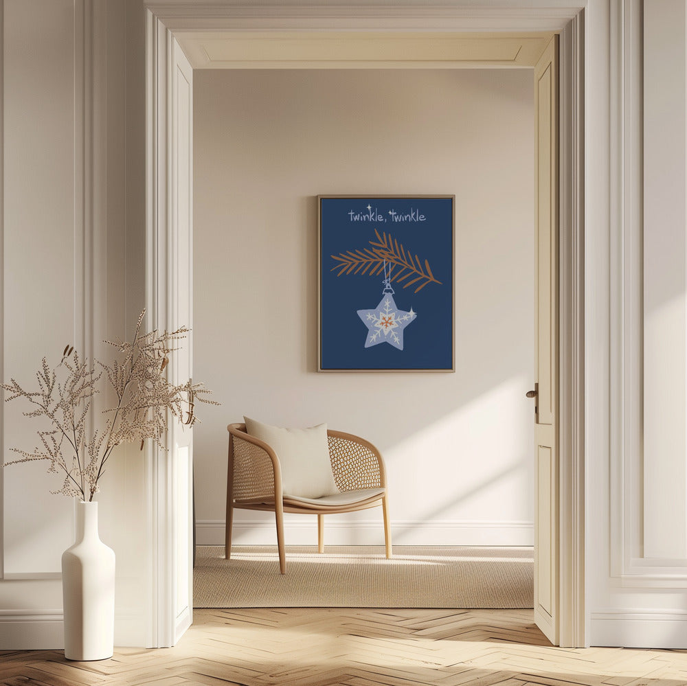 Cheerful twinkle Christmas star blue | Poster