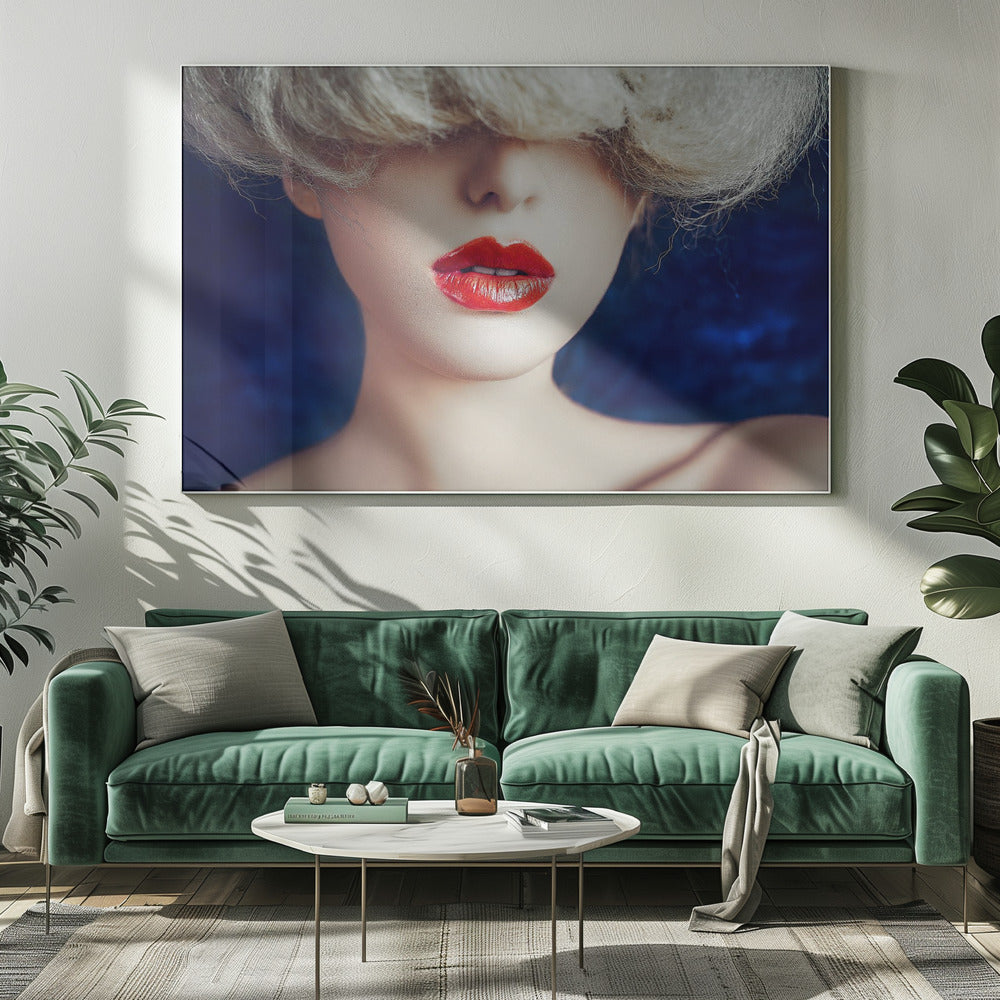 Rode lippen, verborgen ogen | Canvasprints
