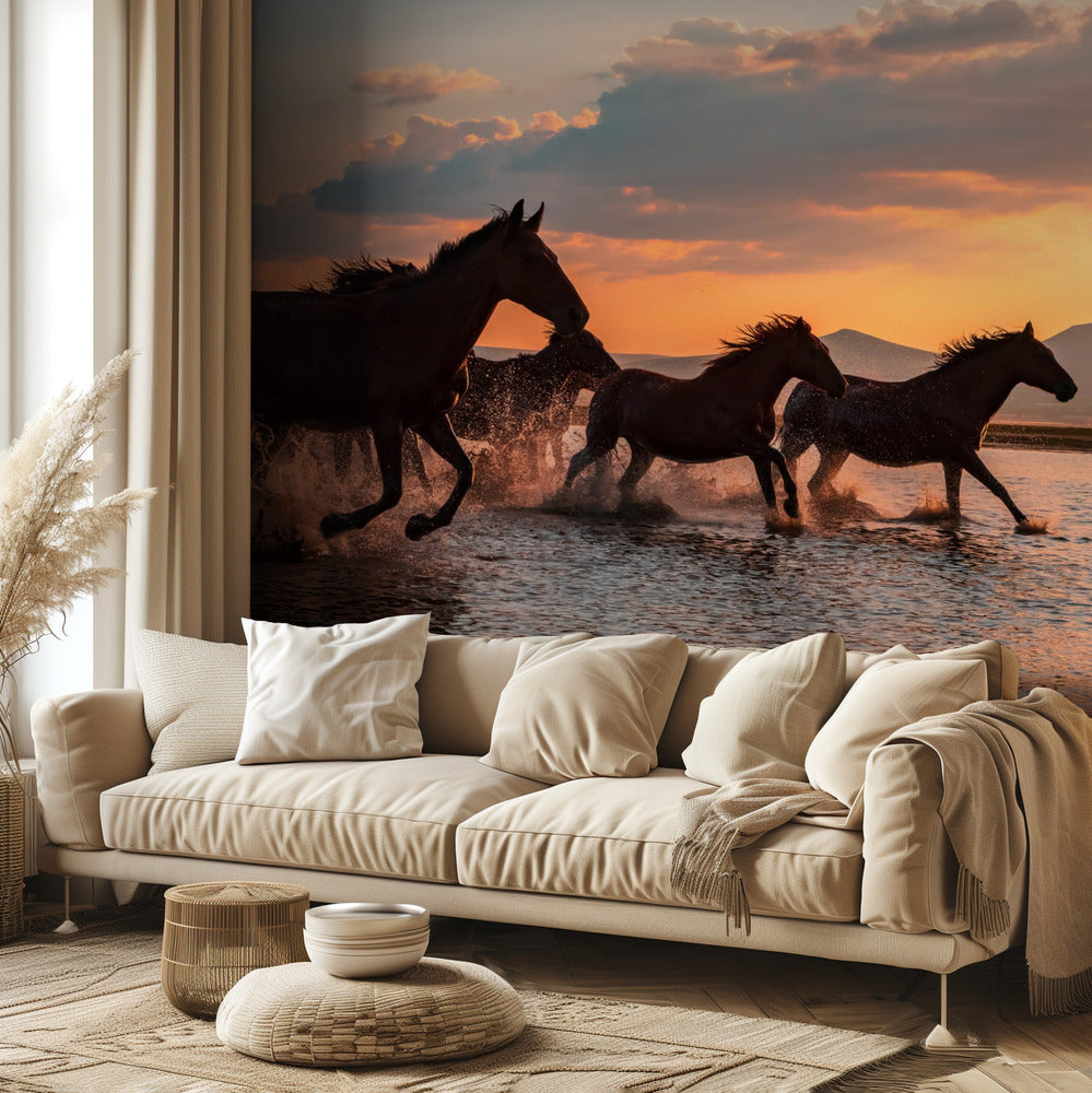 WATERPAARDEN | Fotobehang
