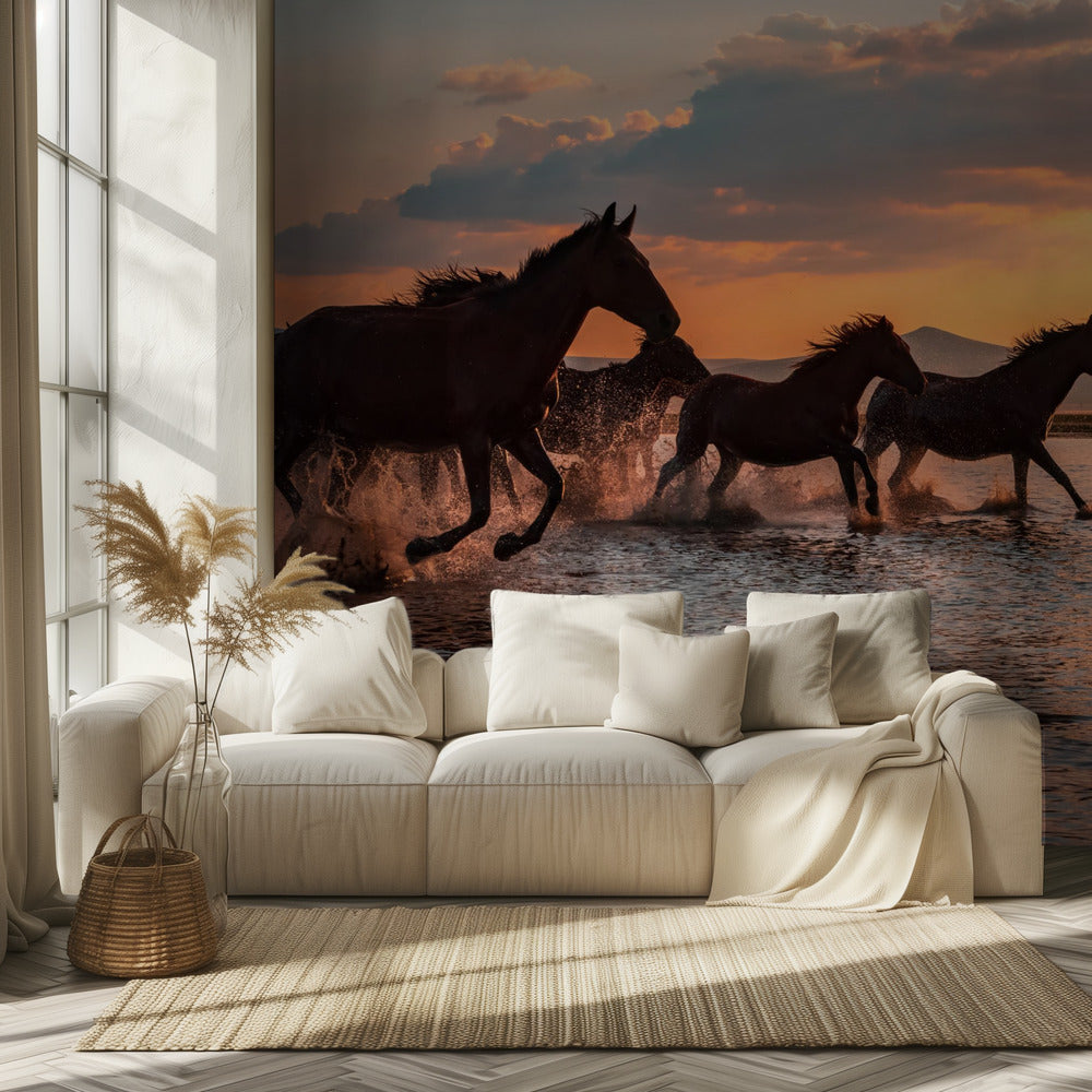 WATERPAARDEN | Fotobehang