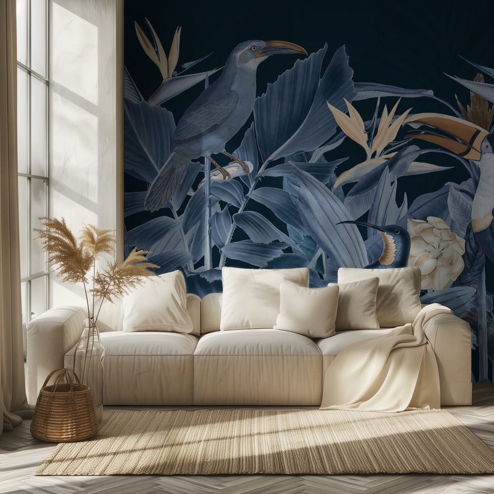 Oiseaux de la forêt tropicale bleus | Papier Peint Photo