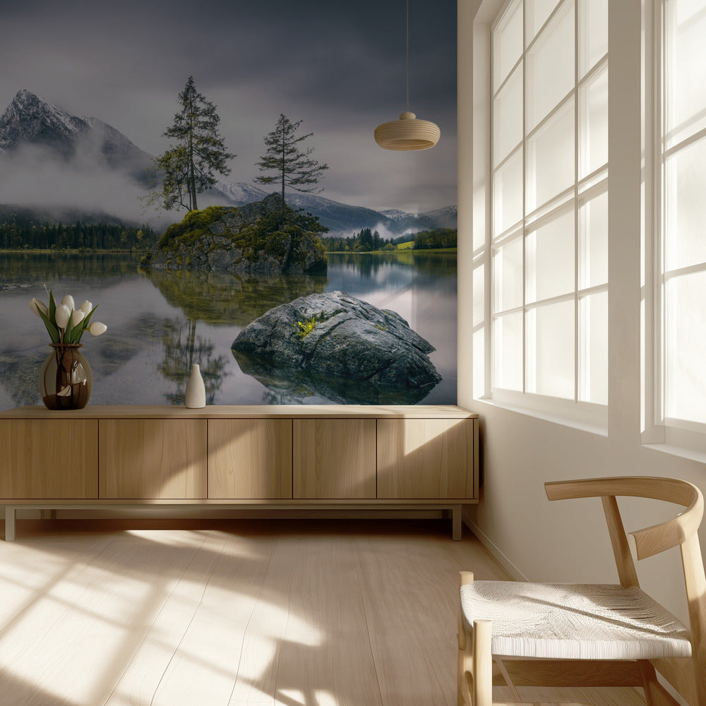 Regenachtige ochtend in Hintersee (Beieren) | Fotobehang
