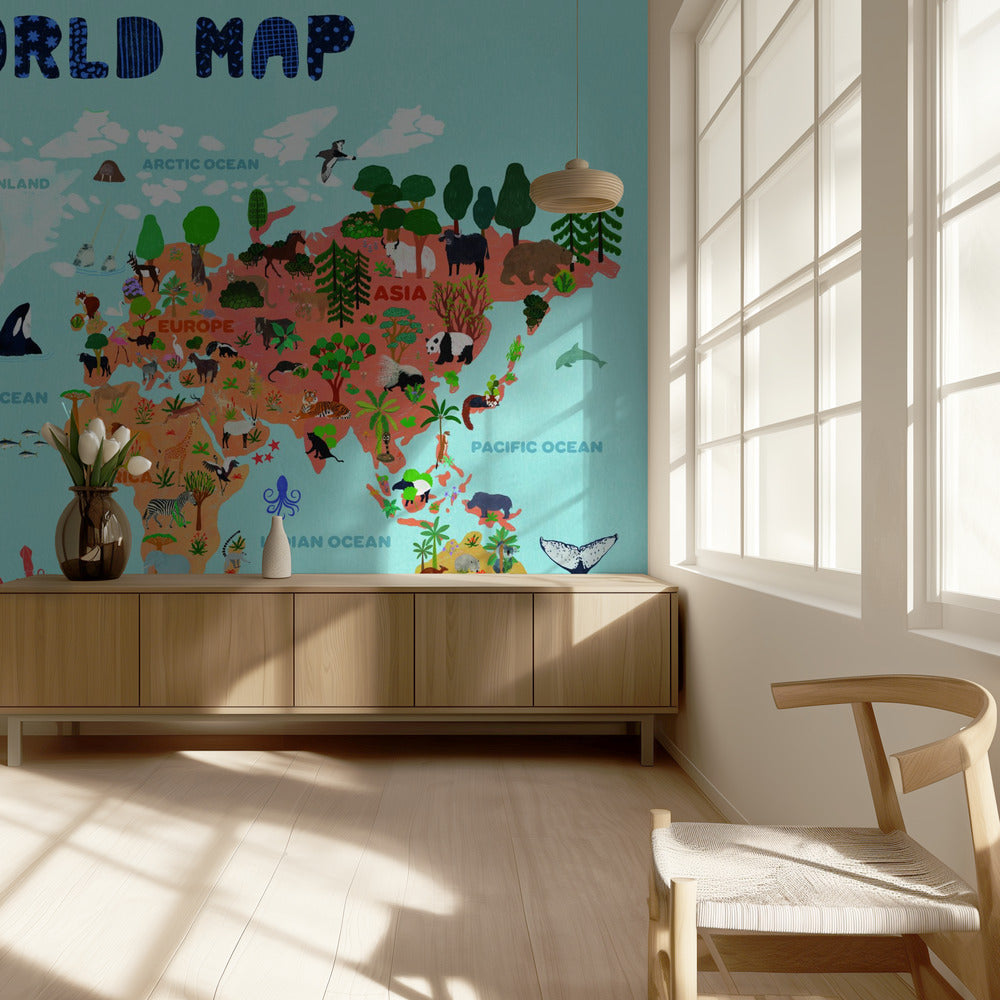 Carte du monde pour les enfants | Papier Peint Photo