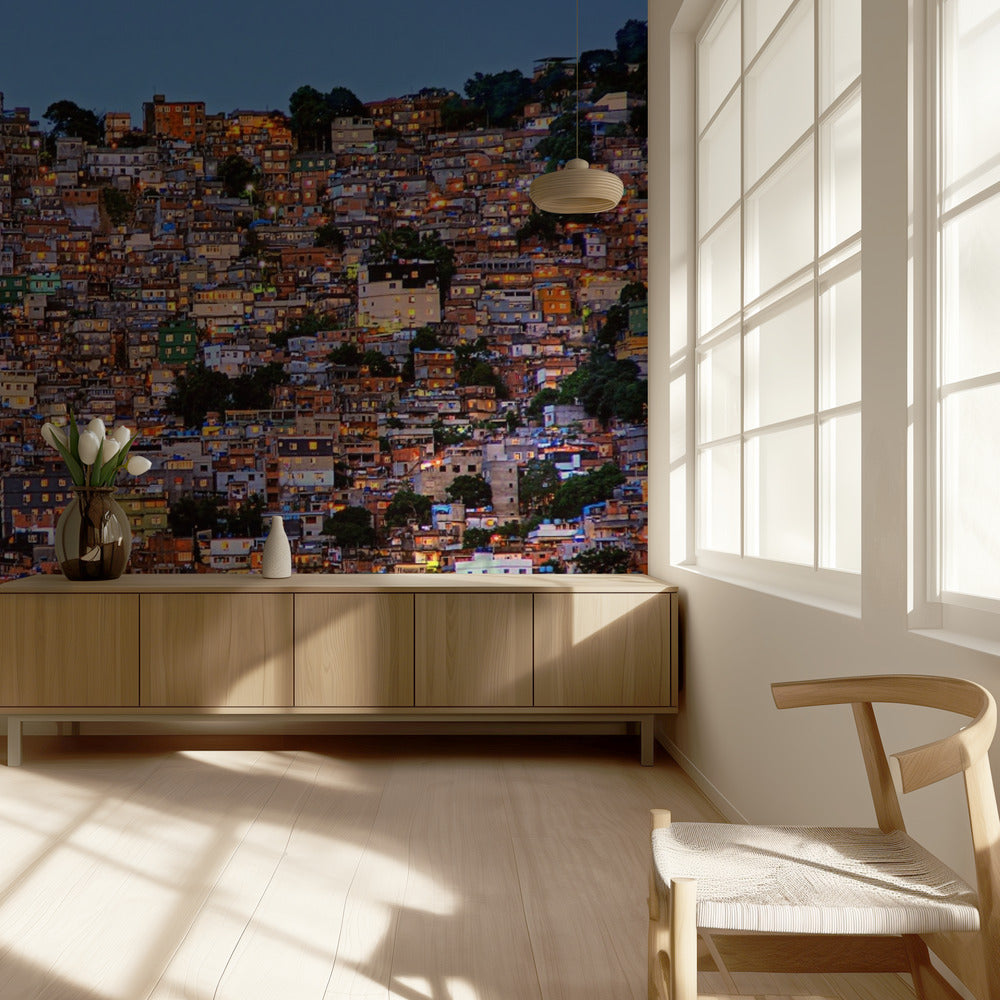 Natten i Rocinha Favela | Fototapet