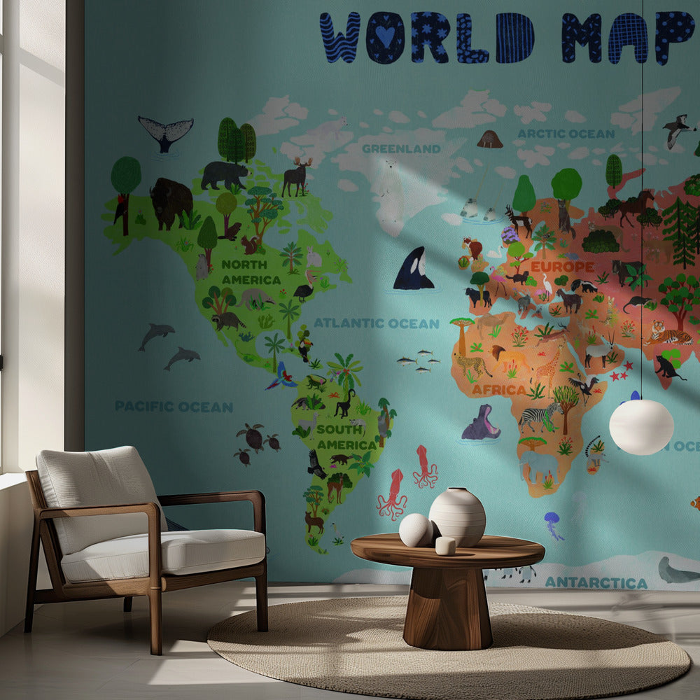 Carte du monde pour les enfants | Papier Peint Photo