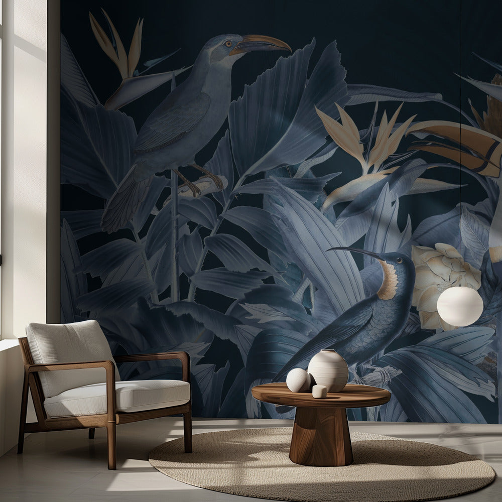 Oiseaux de la forêt tropicale bleus | Papier Peint Photo