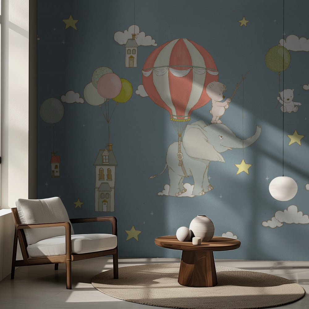 Rêve d'éléphant _Bleu nuit | Papier Peint Photo