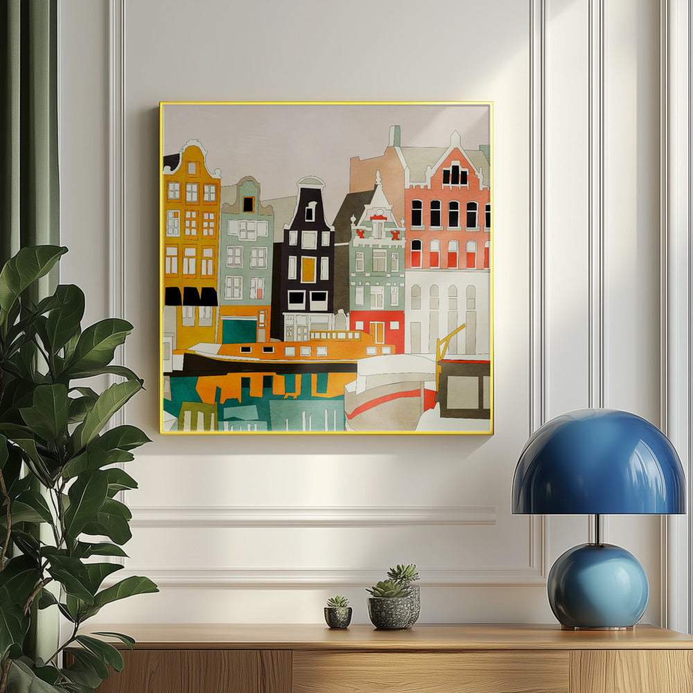 Amsterdam houses with ships, view 1 | Poster