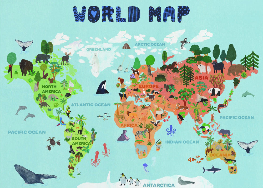 Carte du monde pour les enfants | Papier Peint Photo