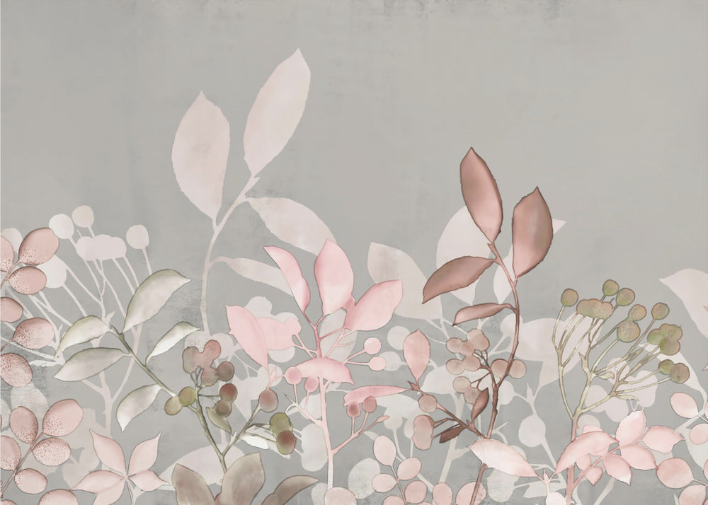 Akvarell Pastell Trädgård Rosa | Fototapet