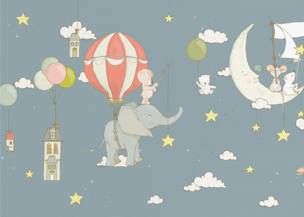 Rêve d'éléphant _Bleu nuit | Papier Peint Photo