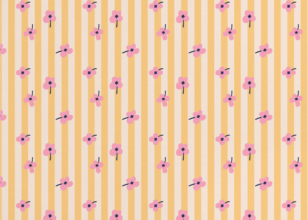 Kwiaty i paski | Fototapeta