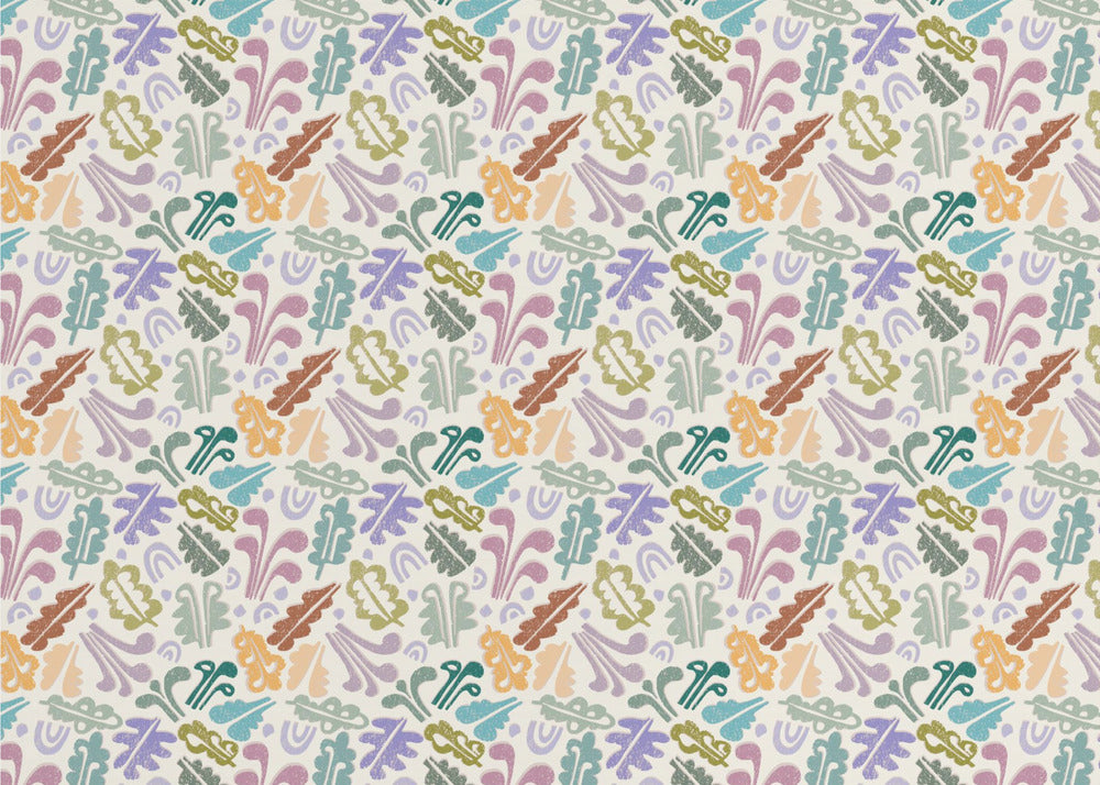 Block print leaves warm white | Poster