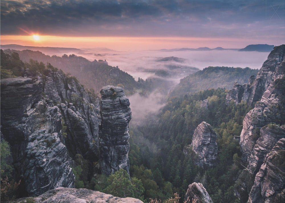 Alba sulle rocce | Carta da Parati Fotografica
