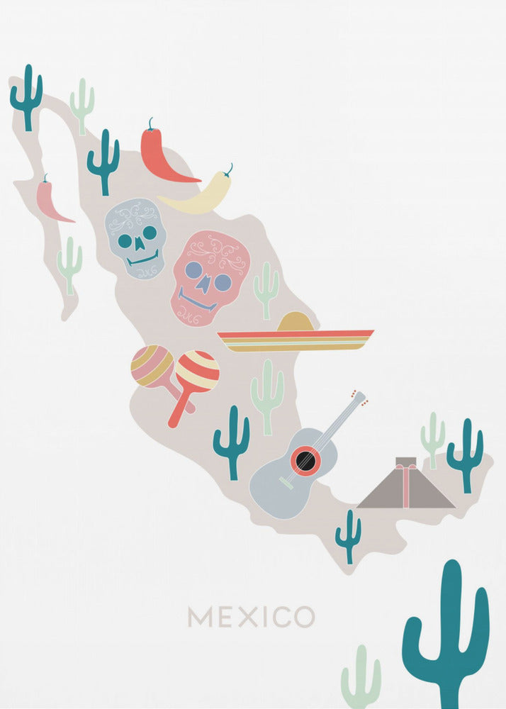 Mexico Kort Nr. 1 | Lærredsbilleder