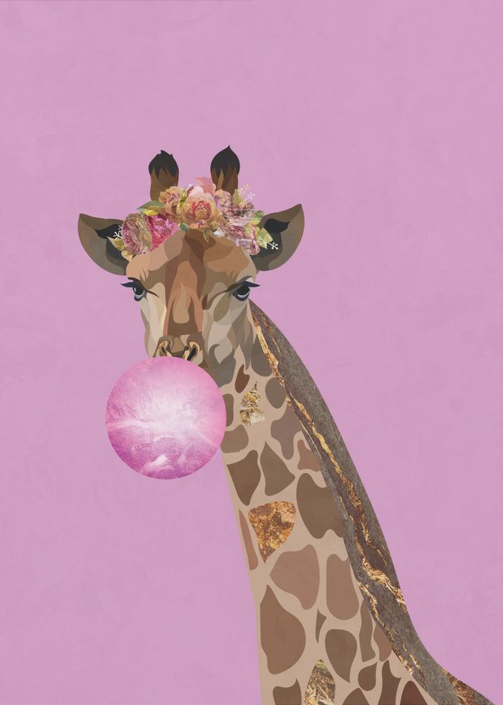 Gomma da masticare rosa giraffa | Stampe su Tela