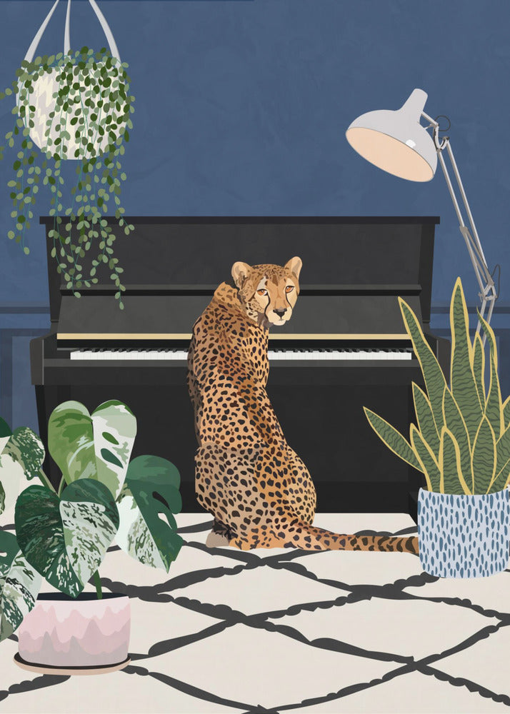Guépard jouant du piano | Tableaux sur Toile