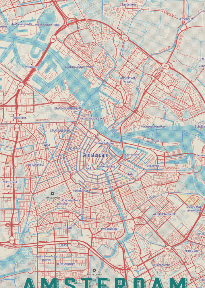 Retro-Karte Amsterdam | Leinwand-Bilder