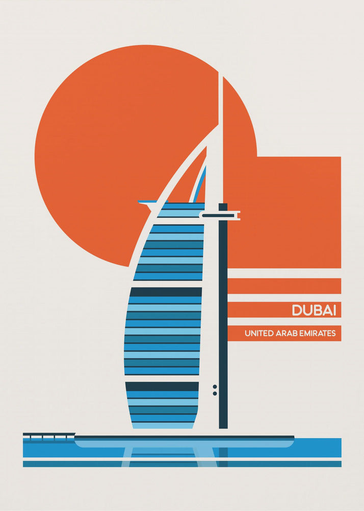 Dubai Burj Al Arab Minimalistinen Retro Matkajuliste | Canvastaulut