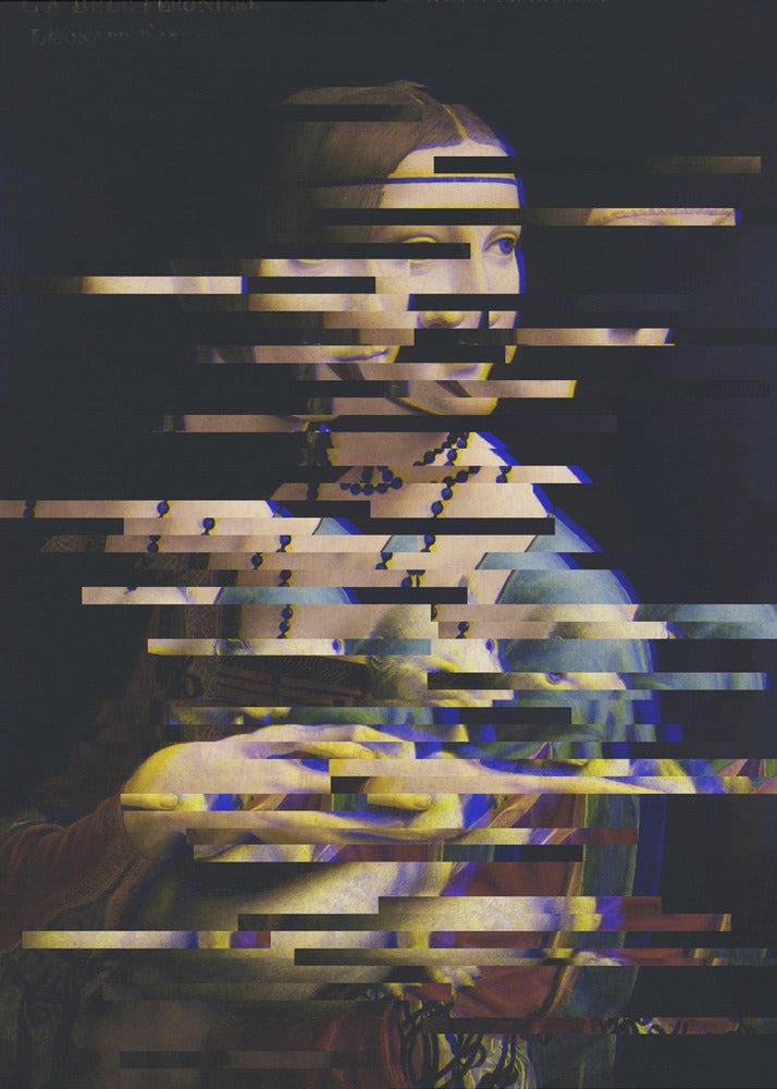 Glitched Leonardo da Vinci's Lady with an Ermine | Poster