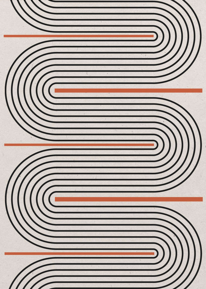 Líneas rojas, beige y negras contemporáneas | Posters - Impresiones de Arte