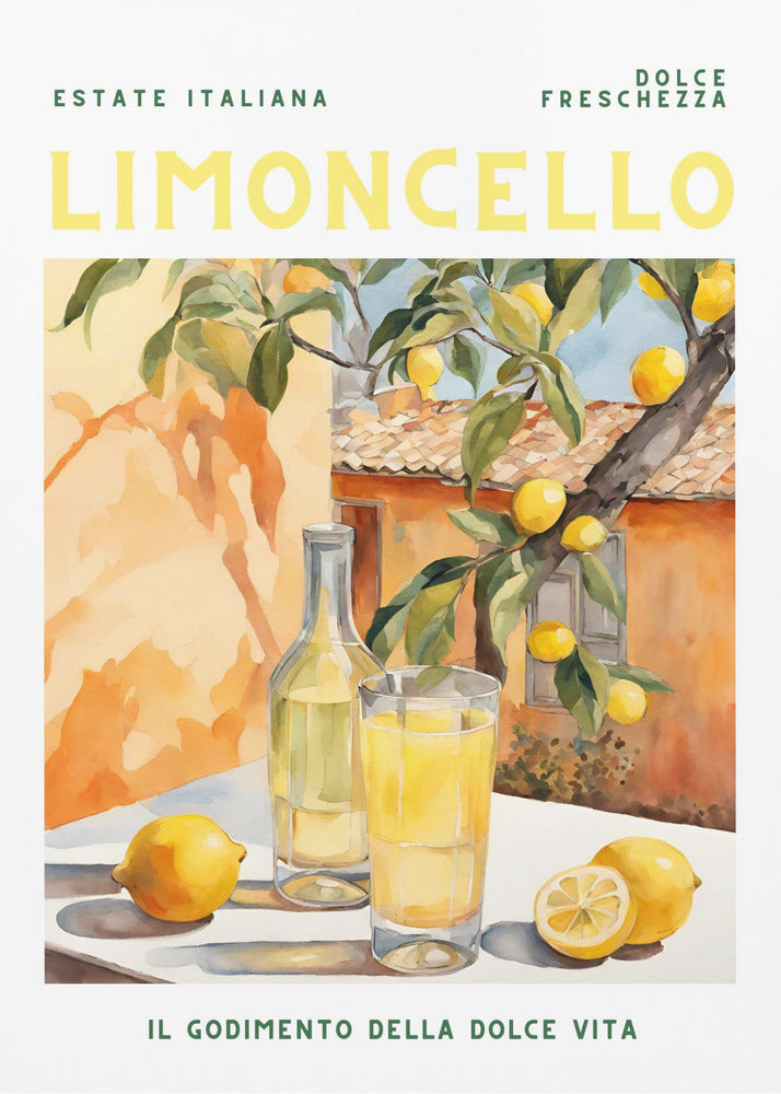 Limoncello, Akvarell, Färsk | Poster