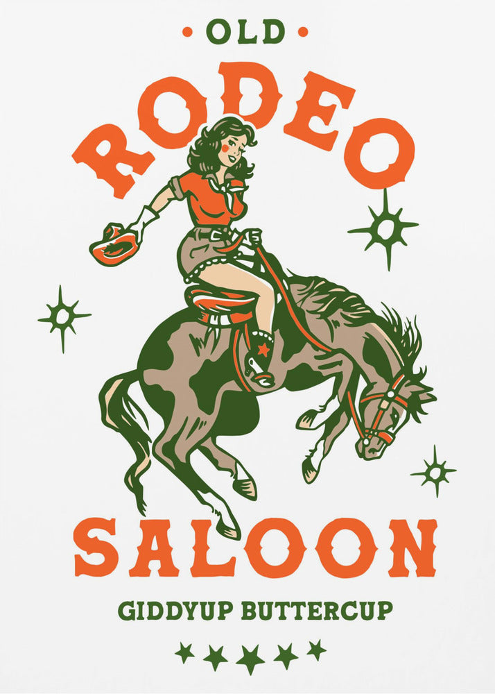 Vaquera del antiguo salón de rodeo: ¡Arre, Buttercup! Impresiones en Lienzo