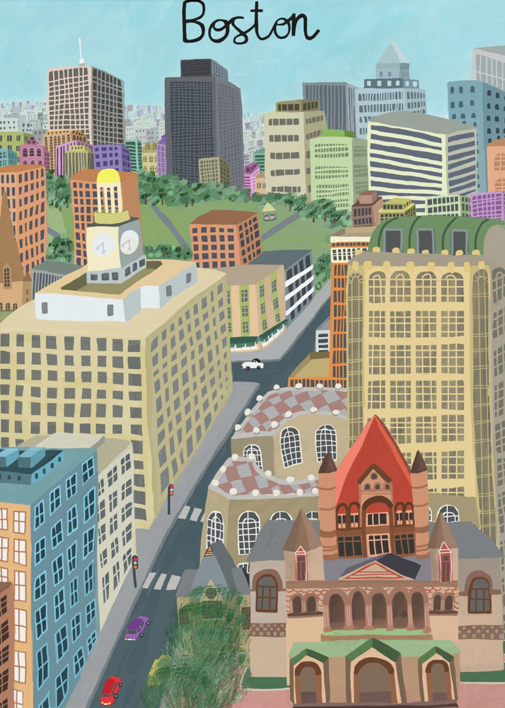 Trinity Church og Boston City Skyline af kunstneren Carla Daly | Lærredsbilleder