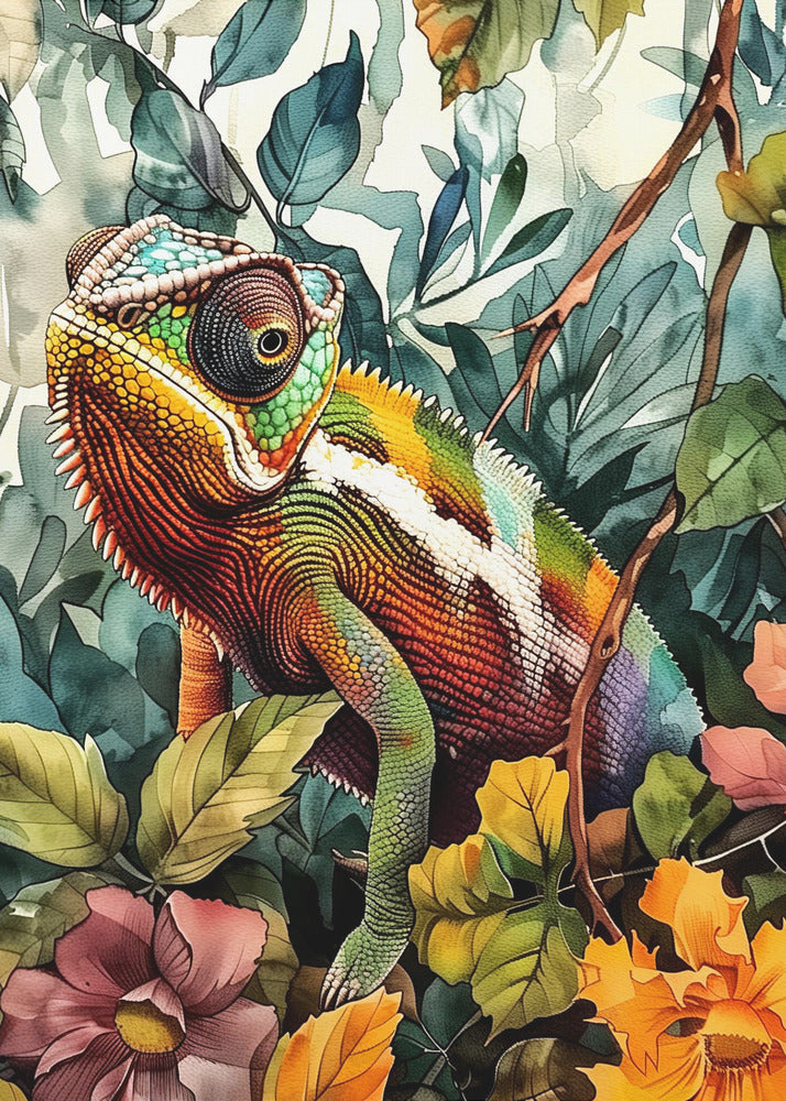 Chameleon watercolor animal art 4 | Poster
