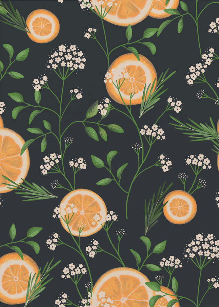 Elderflowers and Oranges Black | Poster